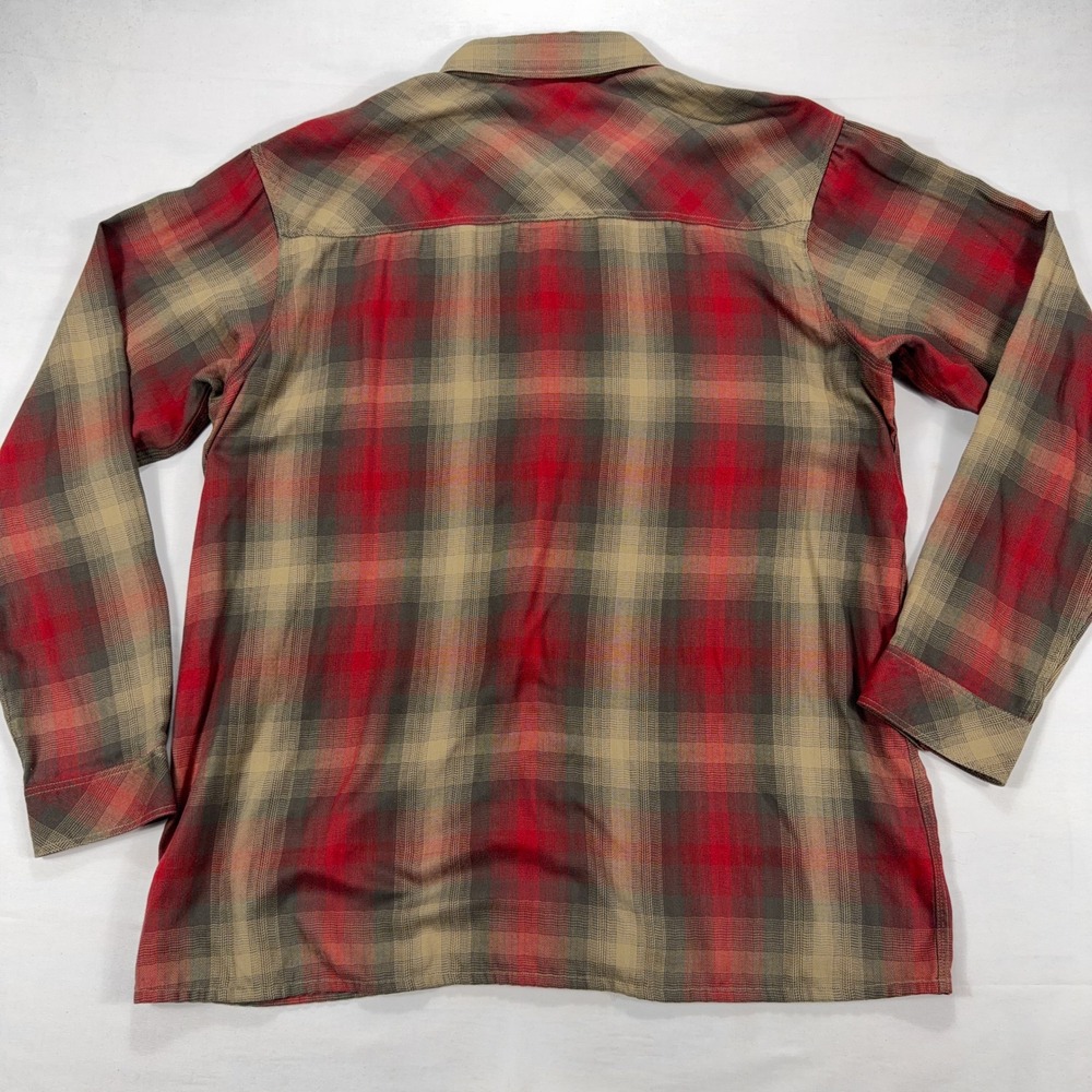 Simms Fishing Plaid Flannel Shirt Tencel Blend XXL Red Brown Herringbone Mens - Picture 2 of 8